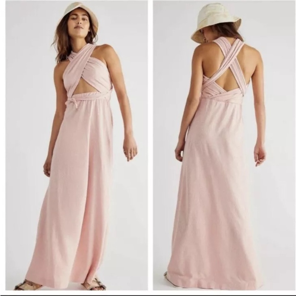 NEW Free People Beach Limitless Convertible Halter Maxi Dress/Skirt-Size XS-Pink